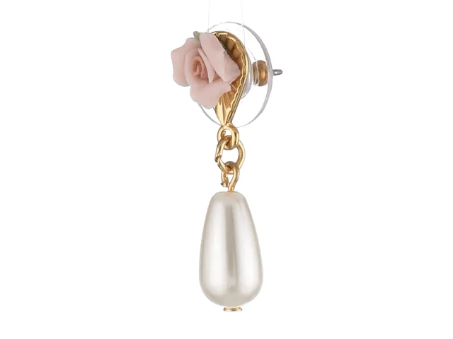 Upgrade Your Jewelry Collection For Less 1928 Bridal Pink Porcelain Rose Faux Pearl Drop Earrings