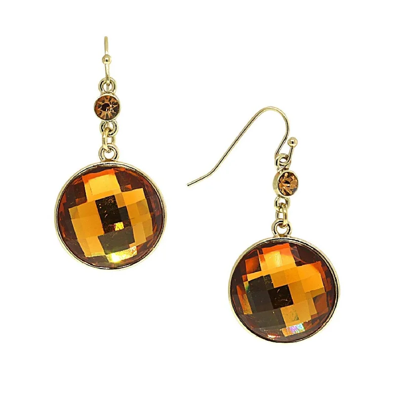 Fashion-Forward Geometric Jewelry For Contemporary Style 1928 Jewelry Topaz Faceted Round Drop Earrings