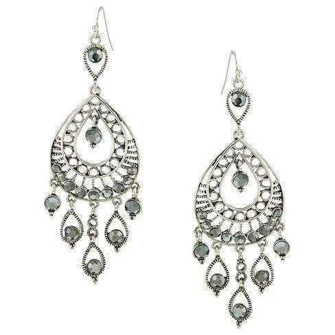 Shop Elegant Jewelry At Unbeatable Prices 1928 Jewelry Hematite Crystal Filigree Statement Teardrop Earrings