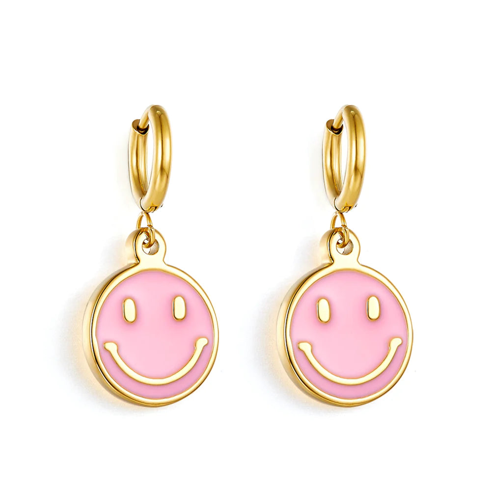 Versatile Layering Jewelry For Effortless Chic Hypoallergenic Bubblegum Smiley Face Earrings