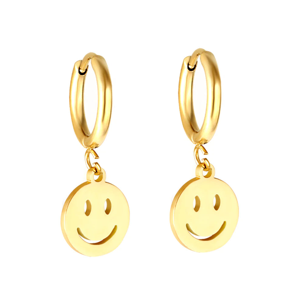 Modern Statement Jewelry For Bold Styling Hypoallergenic Gold Smiley Face Earrings