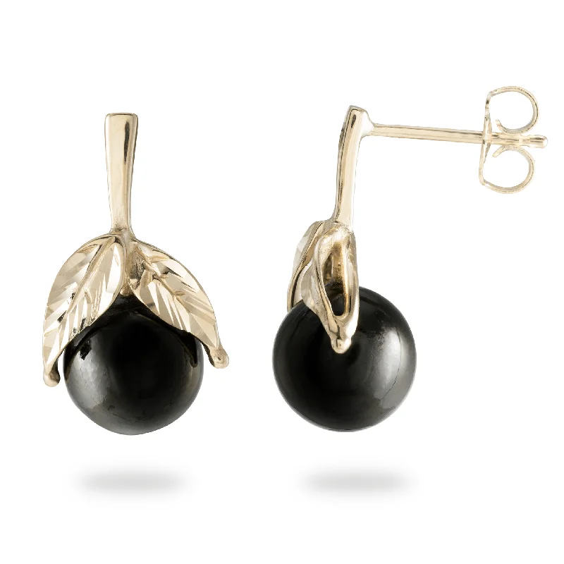 Jewelry Sale Alert – Shop Timeless Elegance Today Maile Black Coral Earrings in Gold - 9-10mm