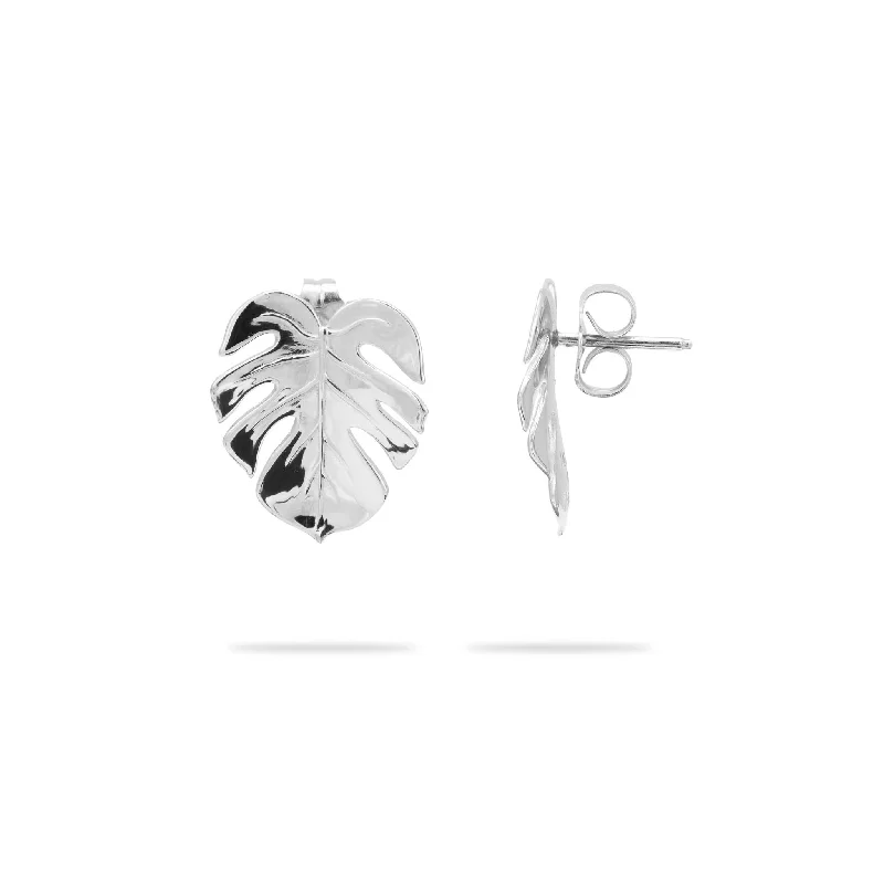 Get The Sparkle You Love At Prices You Adore Monstera Earrings in White Gold - 15mm