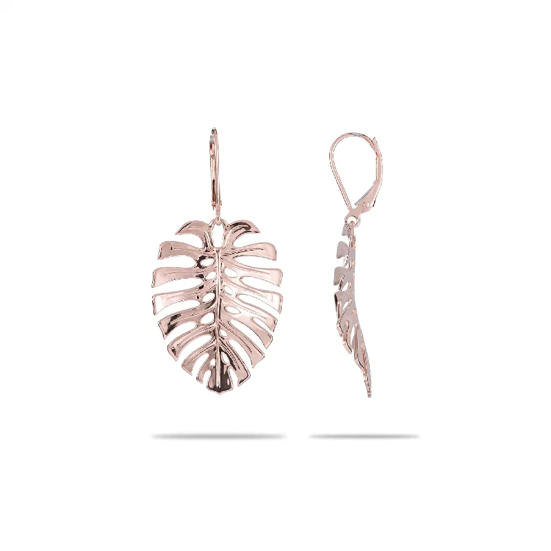 Premium Jewelry At Promotional Prices – Shine Today Monstera Earrings in Rose Gold - 30mm