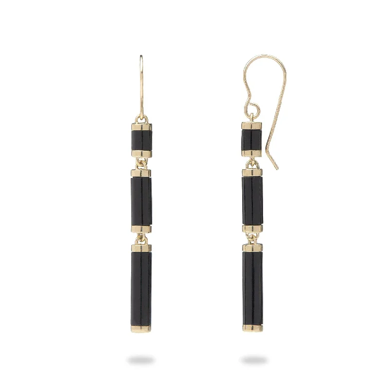 Last Chance To Grab Your Favorite Jewelry At A Discount Ocean Chimes Black Coral Earrings in Gold