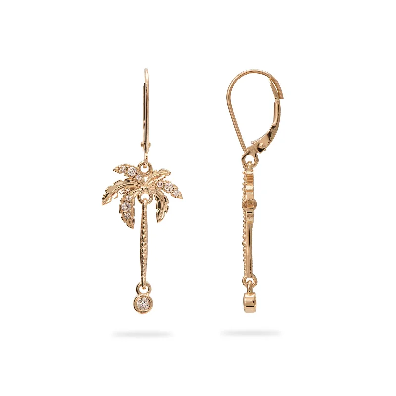 Elegant Jewelry, Exclusive Prices – Shop Now Paradise Palms - Palm Tree Earrings in Gold with Diamonds - 24mm