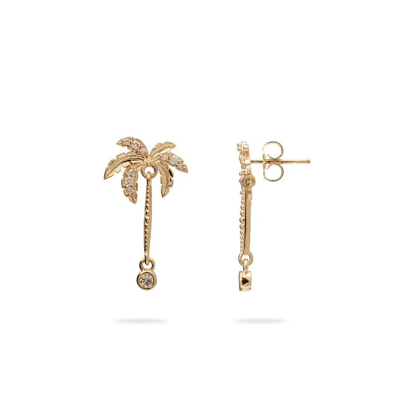 Trending Jewelry Styles Now At Limited-Time Discounts Paradise Palms - Palm Tree Earrings in Gold with Diamonds - 24mm