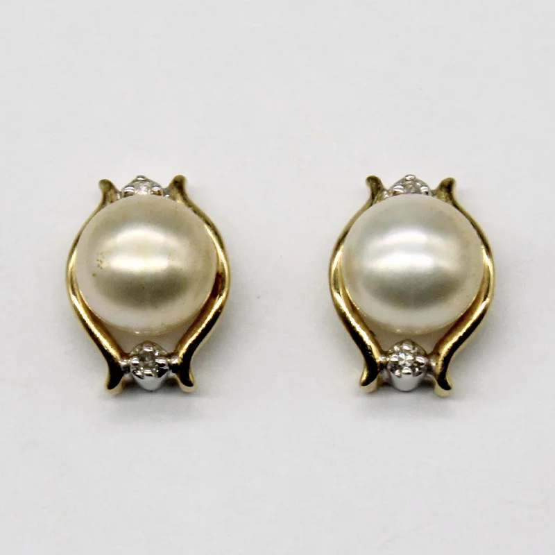 Stunning Jewelry At A Fraction Of The Price Pearl & Diamond 18k Earrings | 0.02ctw |