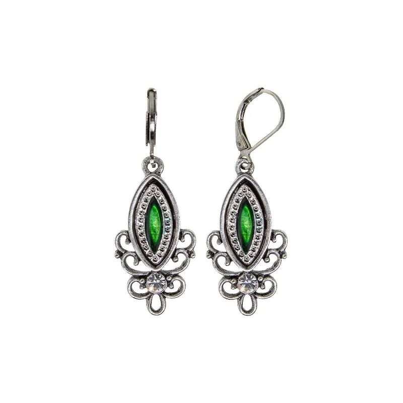 Handmade Pearl Jewelry For Timeless Elegance 1928 Jewelry Pewter Filigree Drop Earrings