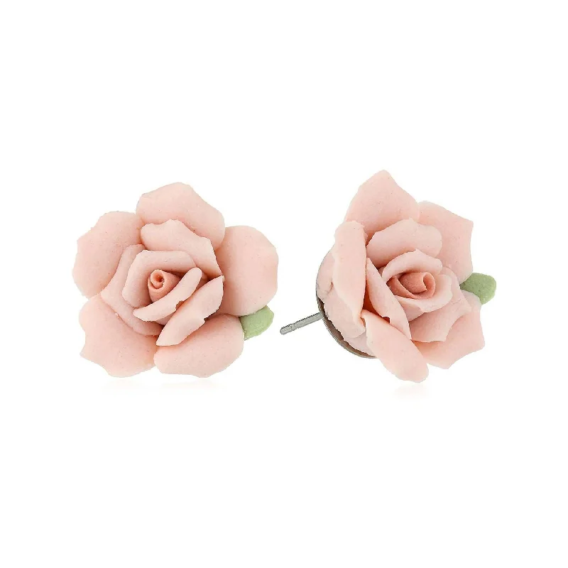 Timeless Elegance, Temporary Discounts – Act Fast 1928 Bridal Pink Porcelain Rose Post Earrings