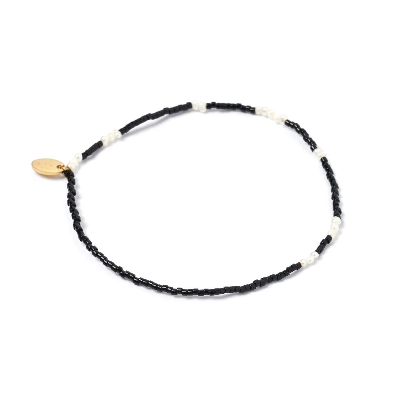 Limited Stock On Premium Jewelry At Low Prices Poppy Pearl & Glass Beaded Anklet - Black