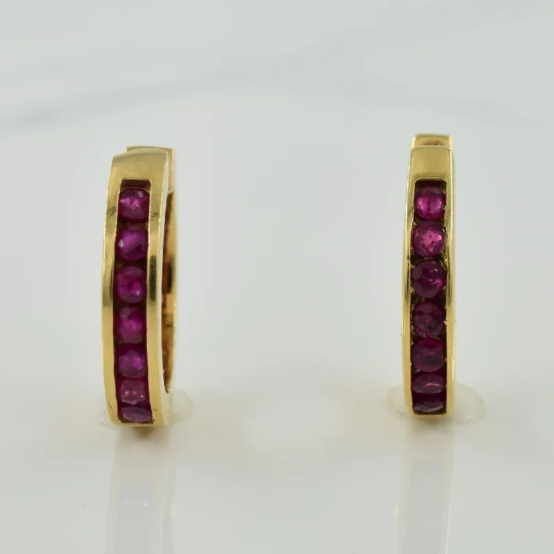 Exclusive Jewelry Sale – Limited-Time Discounts Ruby & Diamond Reversable Huggie Earrings | 0.42ctw, 0.14ctw |