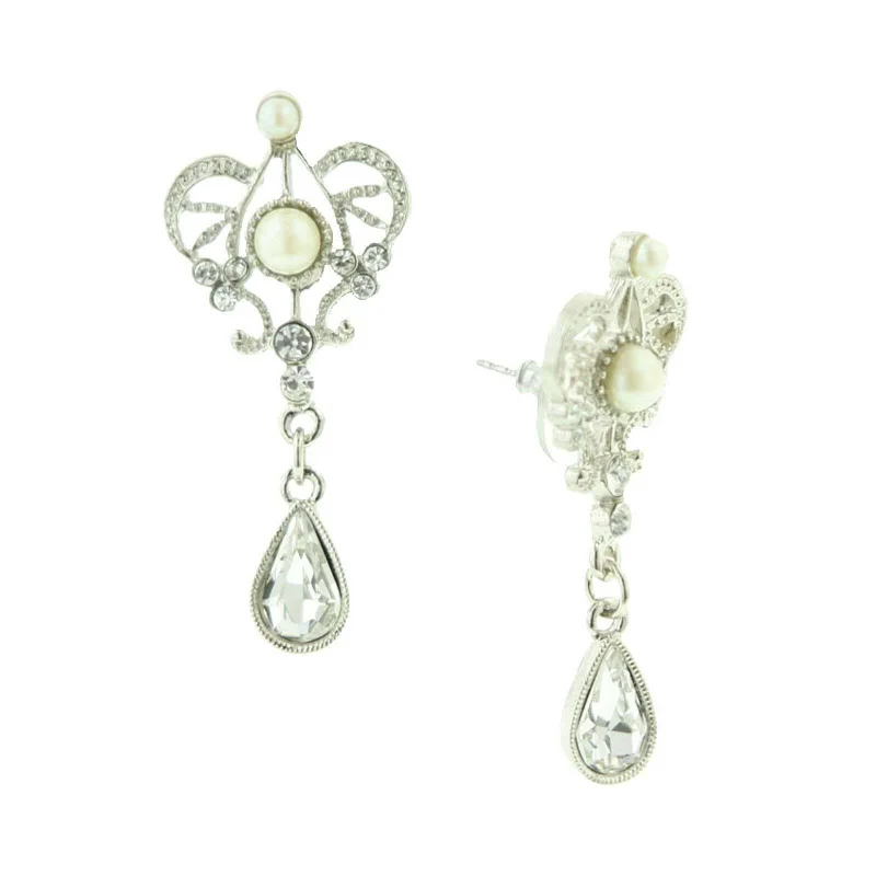 Shop Dazzling Jewelry At The Best Prices 1928 Bridal Crystal And  Faux Pearl Drop Earrings