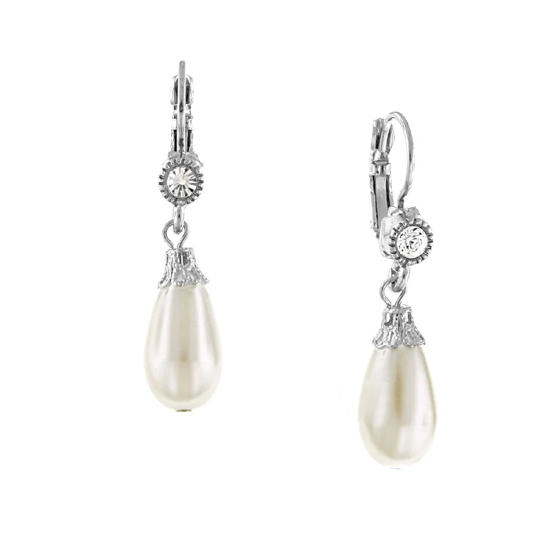 Shop Modern Jewelry Collections With Exclusive Discounts 1928 Bridal Round Crystal And Faux Pearl Drop Earrings