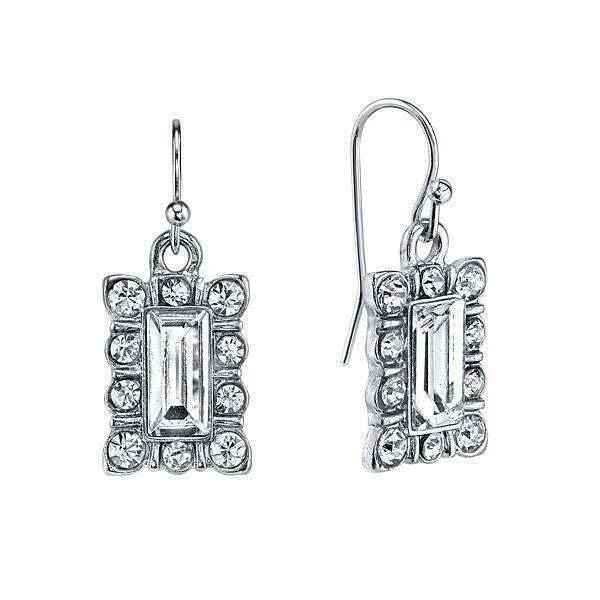 Best-Selling Jewelry Now Available At Special Deals 1928 Jewelry Crystal Rectangle Drop Earrings