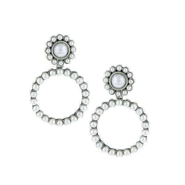 Personalized Jewelry Sale – Unique Pieces At Great Prices 1928 Jewelry White Faux Pearl Front Faced Hoop Earrings