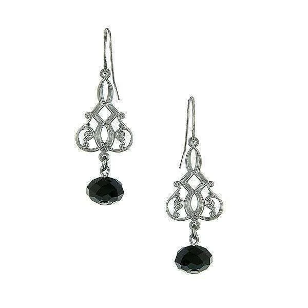 Accessorize For Less – Luxury Jewelry At Affordable Prices 1928 Jewelry Filigree Black Bead Drop Earrings