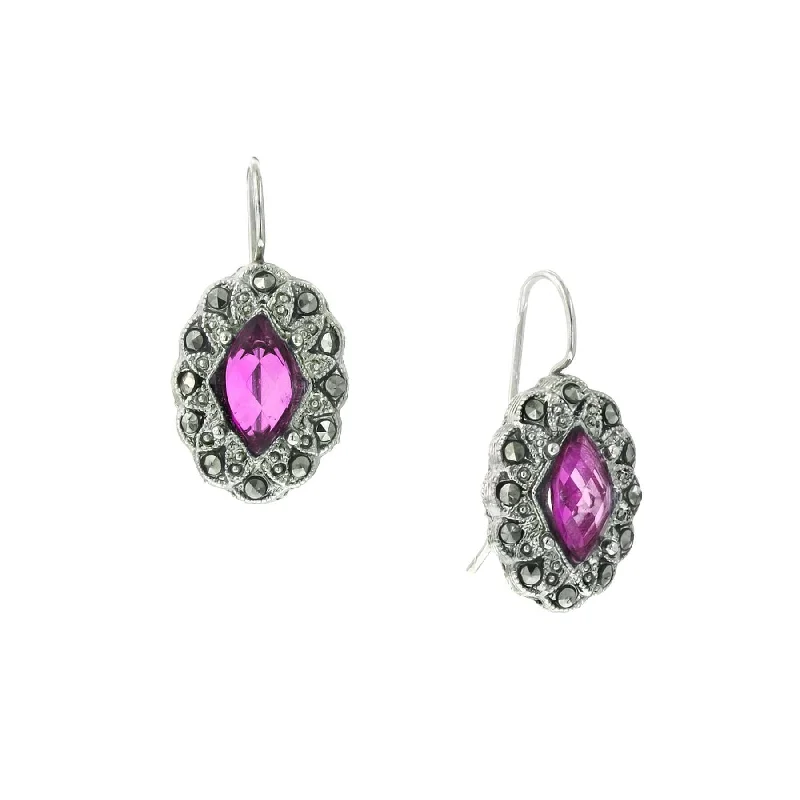 Huge Savings On Timeless Jewelry Collections 2028 Jewelry Fuchsia Imitation Marcasite Oval Earrings