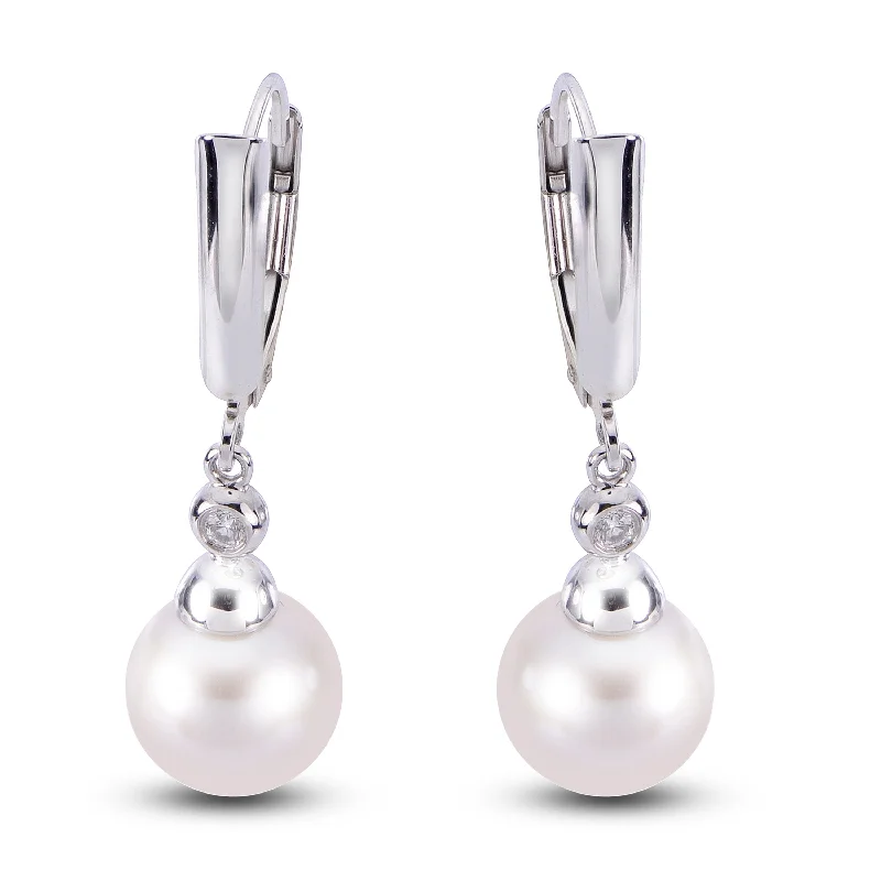 Personalized Jewelry Sale – Meaningful Gifts At Great Prices SS Pearl and Diamond Earrings