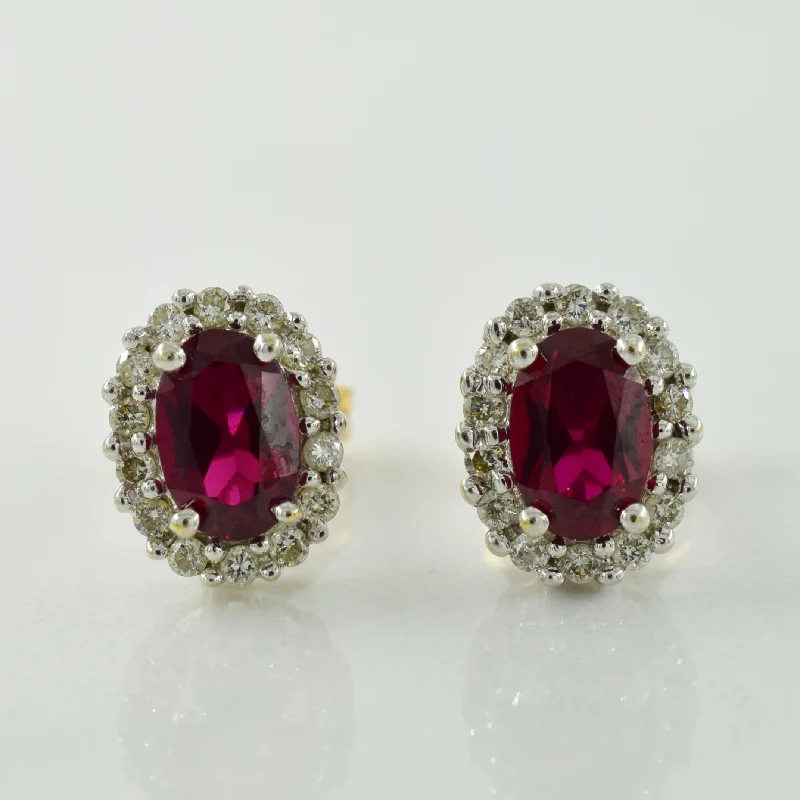 Upgrade Your Collection With Our Limited-Time Jewelry Sale Synthetic Ruby & Diamond Earrings | 1.00ctw, 0.16ctw |