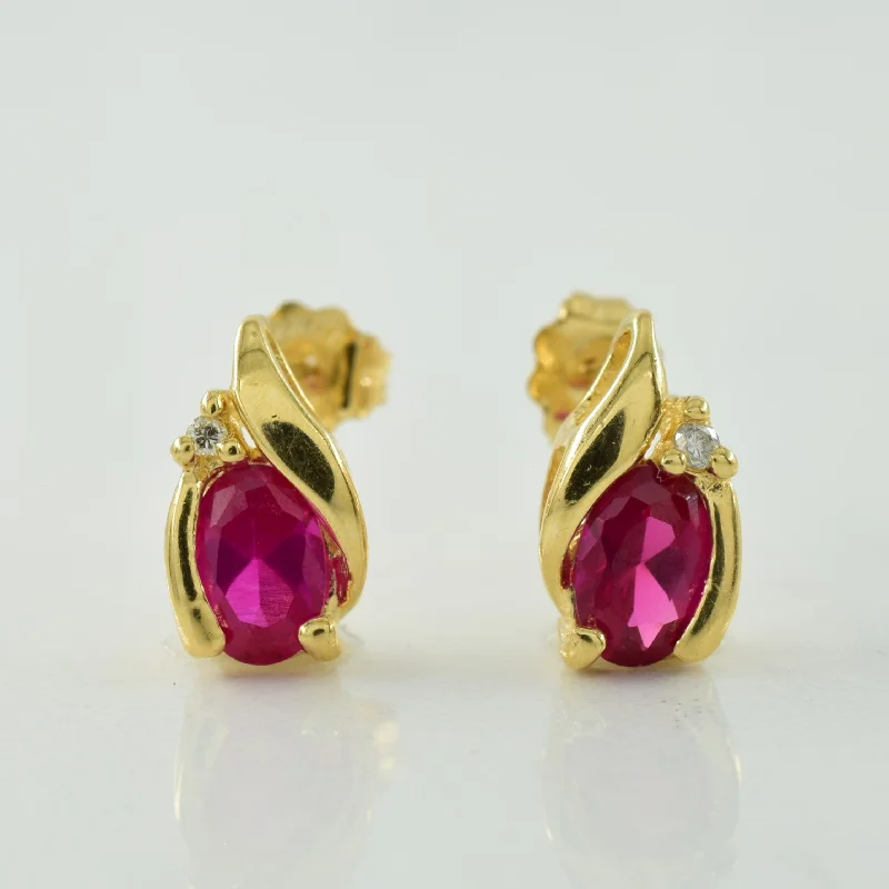 Exclusive Gemstone Jewelry Markdowns – Shop Now Synthetic Ruby & Diamond Earrings | 1.10ctw, 0.02ctw |