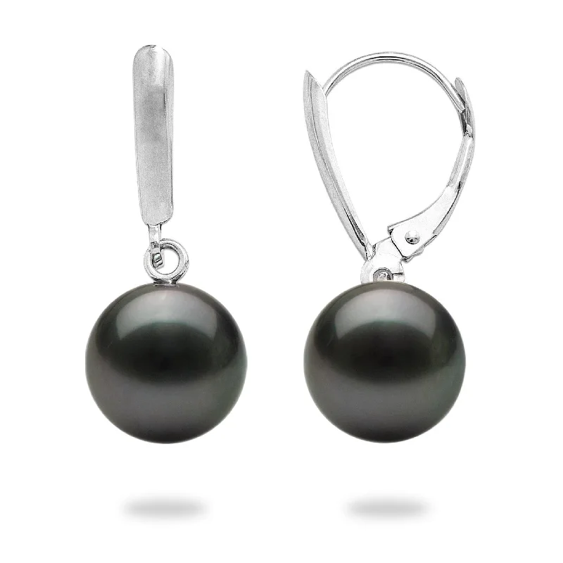 Timeless Jewelry Styles At Wallet-Friendly Prices Tahitian Black Pearl Earrings in White Gold - 9-10mm