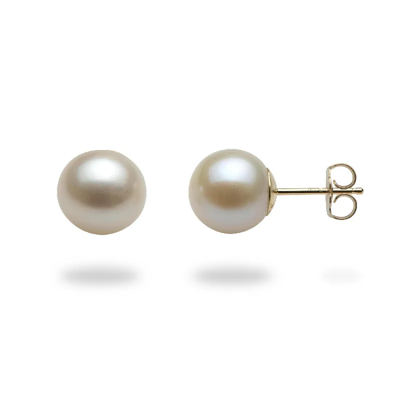 Jewelry Sale Bonanza – Grab Your Sparkle Now White Freshwater Pearl Earrings in Gold - 9-10mm