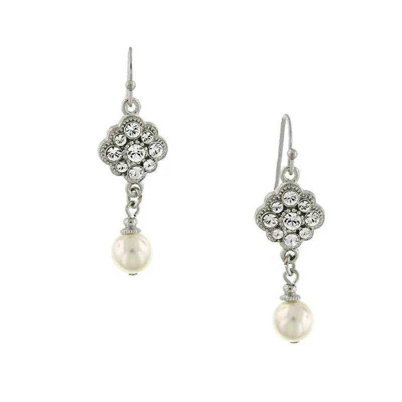 Your Dream Jewelry At Dream Prices – Shop Now 1928 Bridal Crystal Cluster And Faux Pearl Drop Earrings