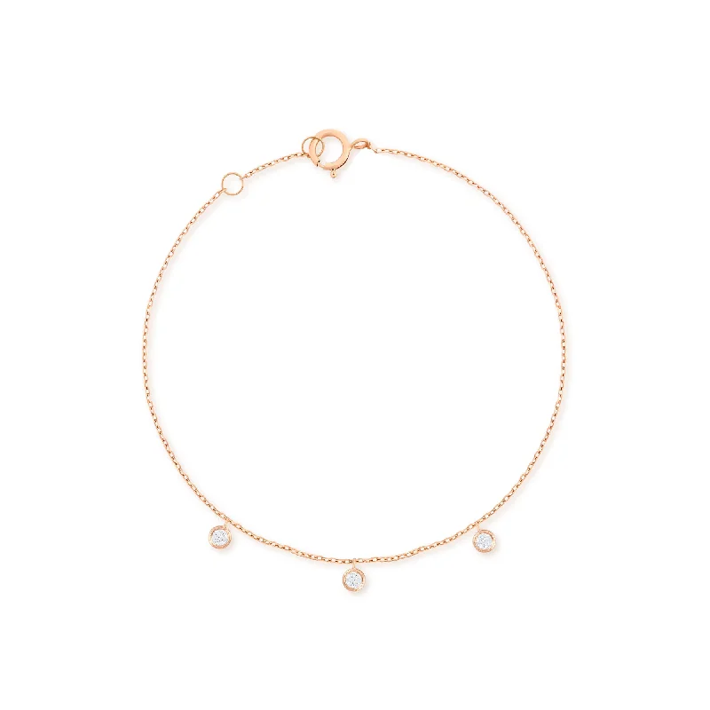 Trending Jewelry Now Available At Exclusive Prices Dangling 18K Rose Gold Bracelet w. Diamonds