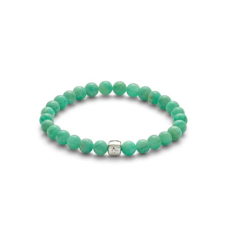 Modern Statement Jewelry For Bold Styling ColorUp (6mm) Silver Bracelet w. Amazonite