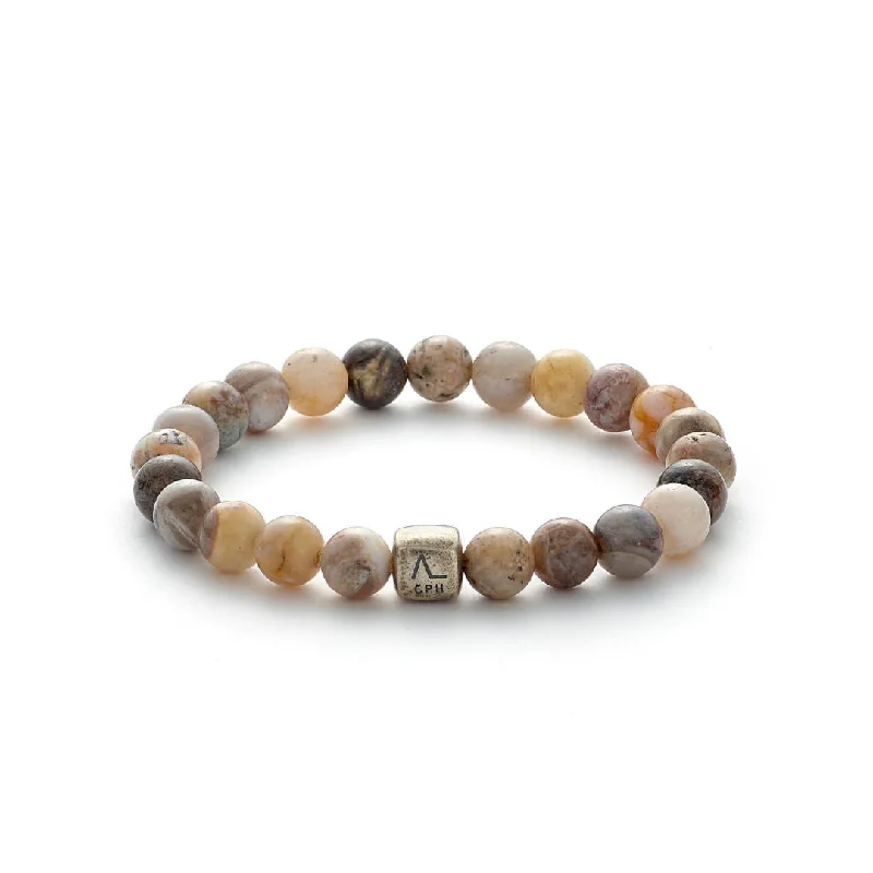 Fashion-Forward Jewelry At Exclusive Discounts ColorUp Bamboo (8mm) Silver Bracelet w. Agate