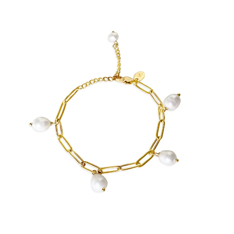 Seasonal Jewelry Deals – Elevate Your Style Drop 18K Gold Plated Bracelet w. Pearls