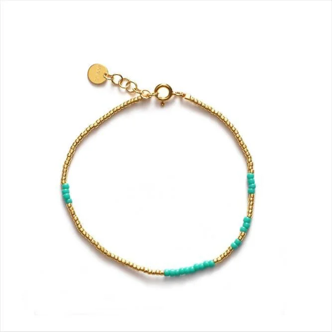 Unmissable Jewelry Clearance – Final Reductions Asym Gold Plated Bracelet w. Aqua Beads