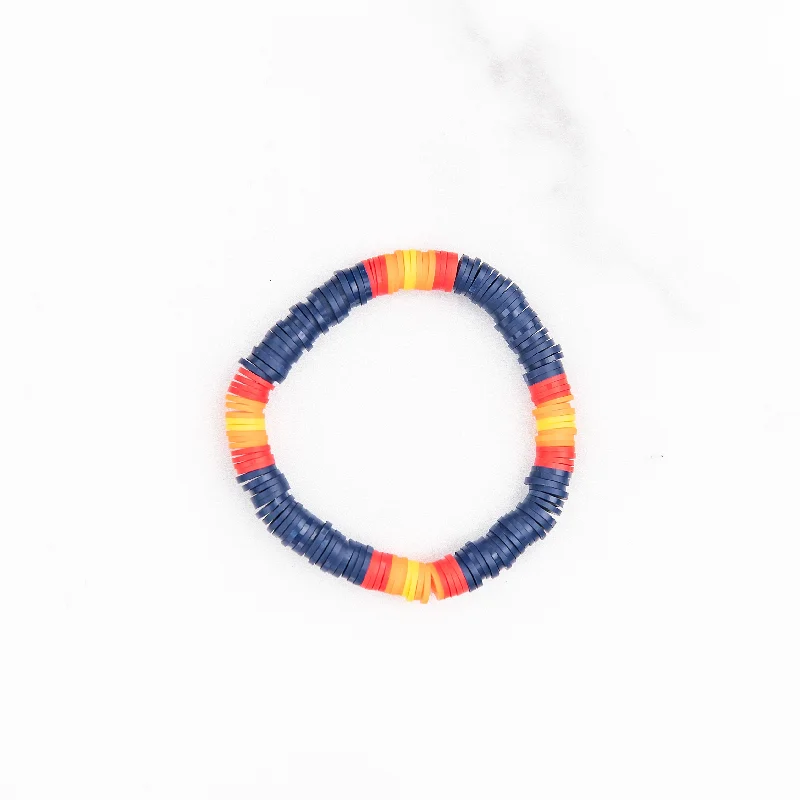 Jewelry Clearance Sale – Final Reductions Navy & Orange Stripe Polymer Clay Bracelet