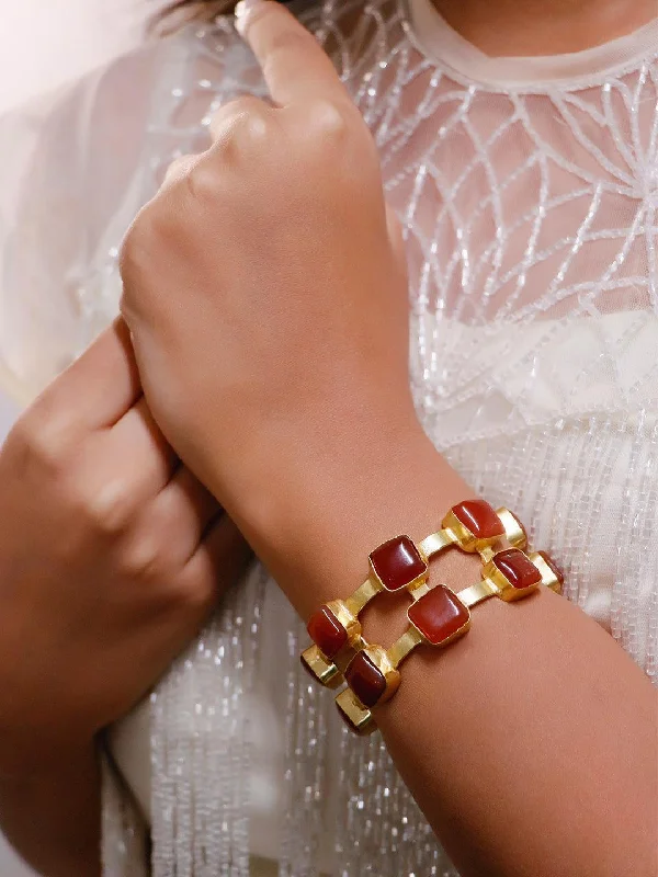 Don't Miss Out On Jaw-Dropping Jewelry Discounts Carnelian Hand Cuff Brick Red