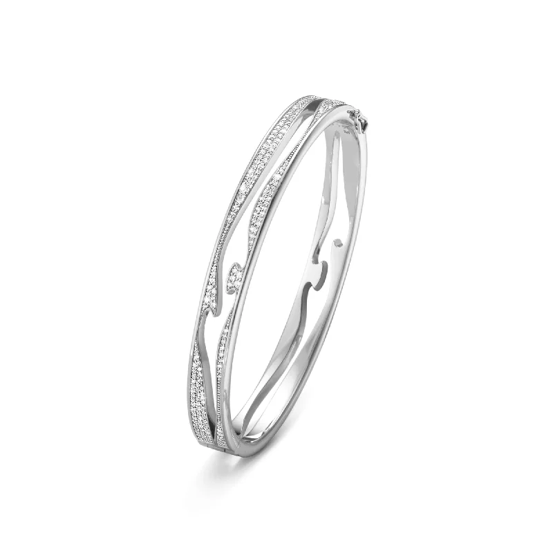 Don't Miss Out On Bestselling Jewelry At Special Prices Fusion Open 18K White Gold Bangle w. Diamonds 1.42 ct