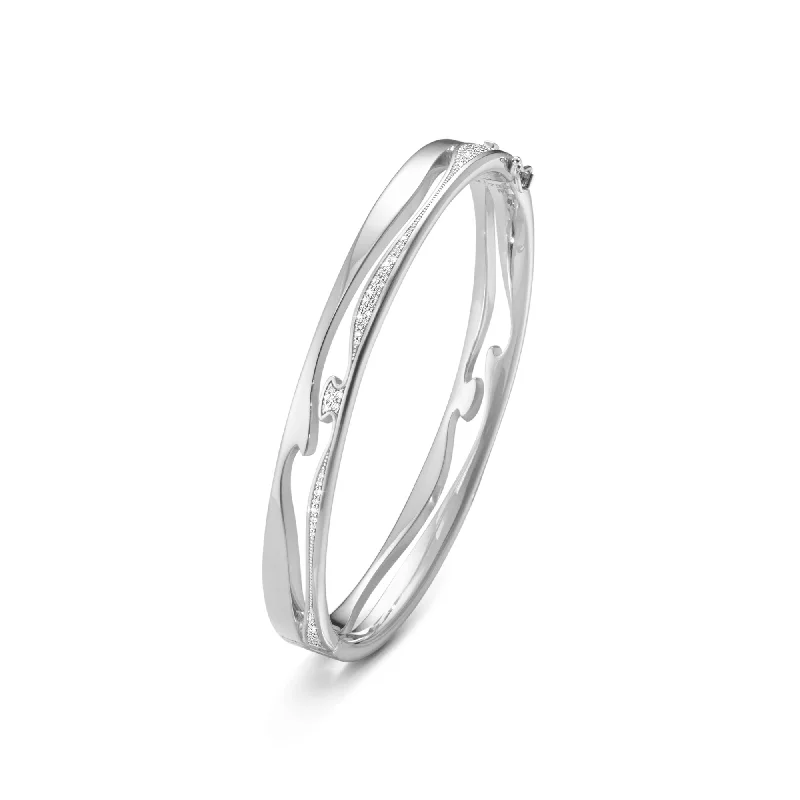 Premium Jewelry, Premium Discounts – Act Fast Fusion 18K White Gold Bangle w. Diamonds 0.69 ct