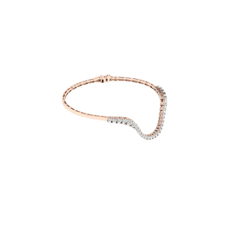 Limited-Time Offer On Elegant Jewelry Pieces Radiant Half 18K Rosegold Bracelet w. Diamonds