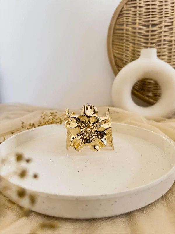 Once-A-Year Jewelry Deals – Shop Before They’Re Gone Metal Wide Brimmed Flower Gold Cuff