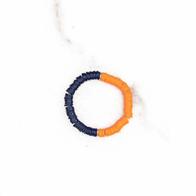 Huge Markdowns On Premium Jewelry Styles Navy & Orange Polymer Clay Bracelet