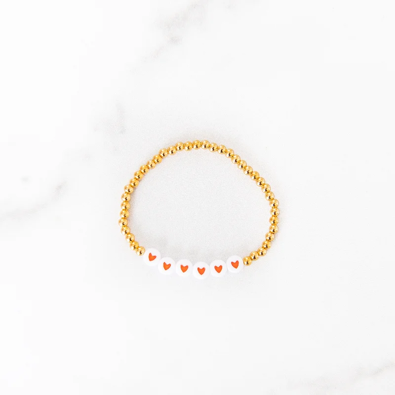 Breathtaking Jewelry At Limited-Time Savings Orange Heart Gold Beaded Bracelet