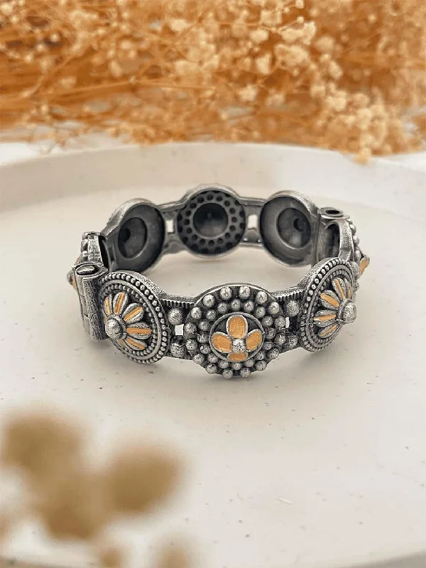 Limited-Stock Jewelry Sale – Once It's Gone, It's Gone Oxidised Tribal Bangle With Flowers