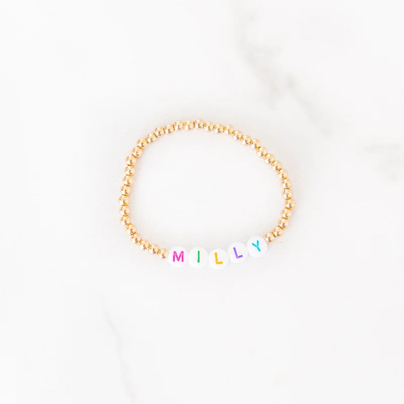 Flash Sale On Stunning Jewelry – Don't Miss Out Personalized 4 mm Gold Beaded Rainbow Letter Bracelet