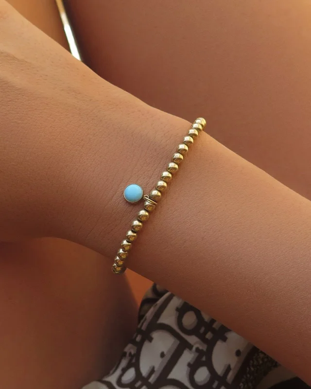 Luxury Meets Affordability – Jewelry Sale Live Now Turquoise Large Beaded Bracelet  - 14k Yellow Gold Fill