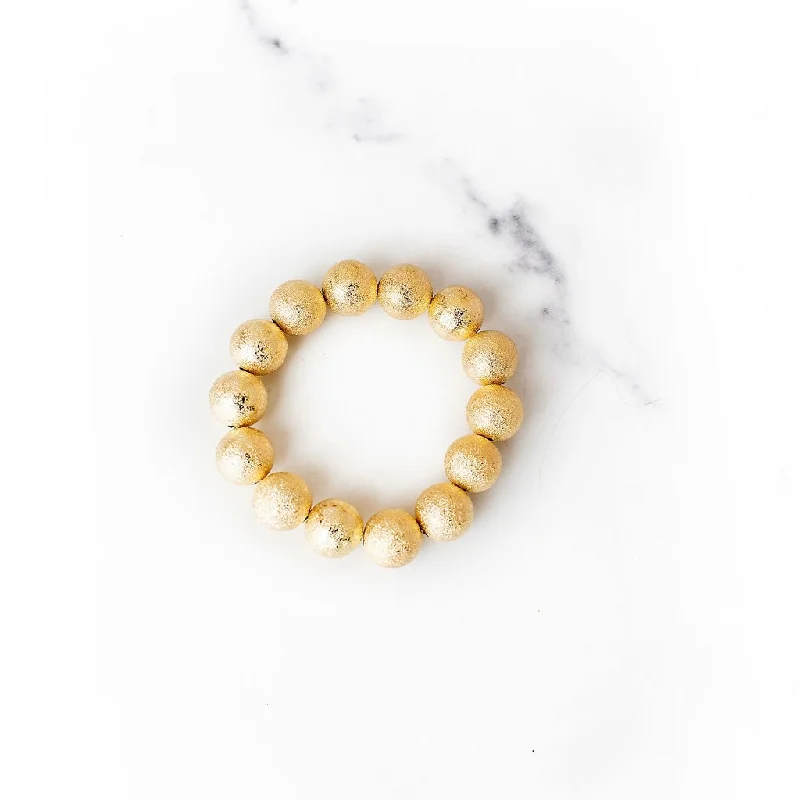 Trendy Minimalist Jewelry For Everyday Wear XL Brushed Gold Beaded Bracelet