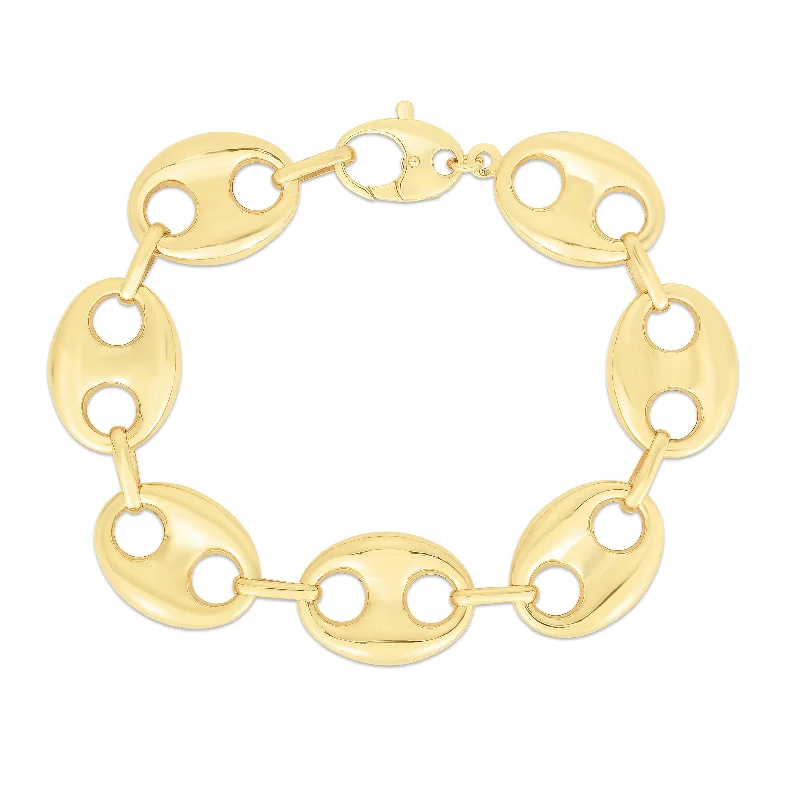 14K Gold 21mm Puffed Mariner Link Bracelet