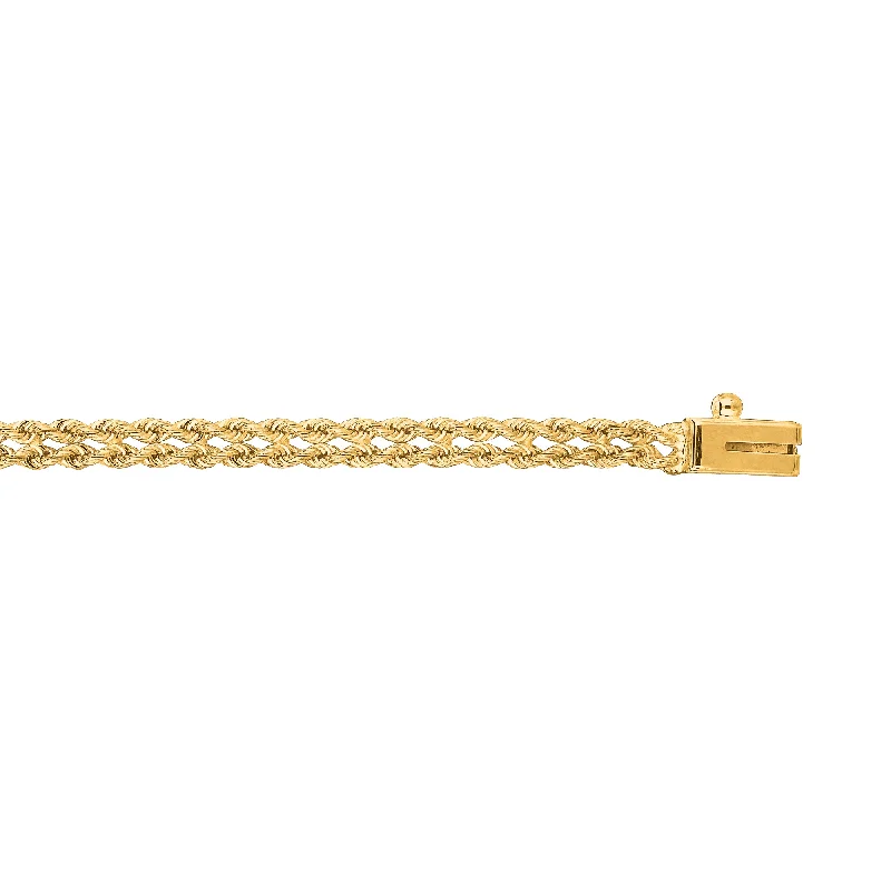 14K Gold 3.4mm Multi-Row Rope Chain Bracelet