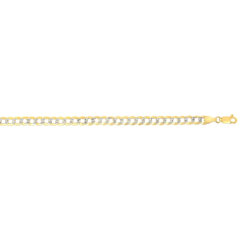 14K Gold 3.6mm White Pave Curb Chain