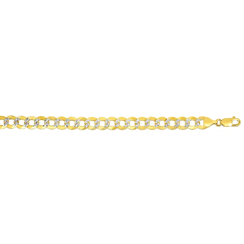 14K Gold 8.3mm White Pave Curb Chain