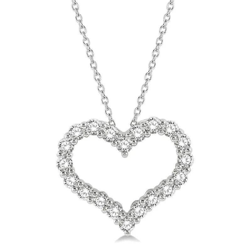 14K White Gold Diamond Heart Pendant Necklace